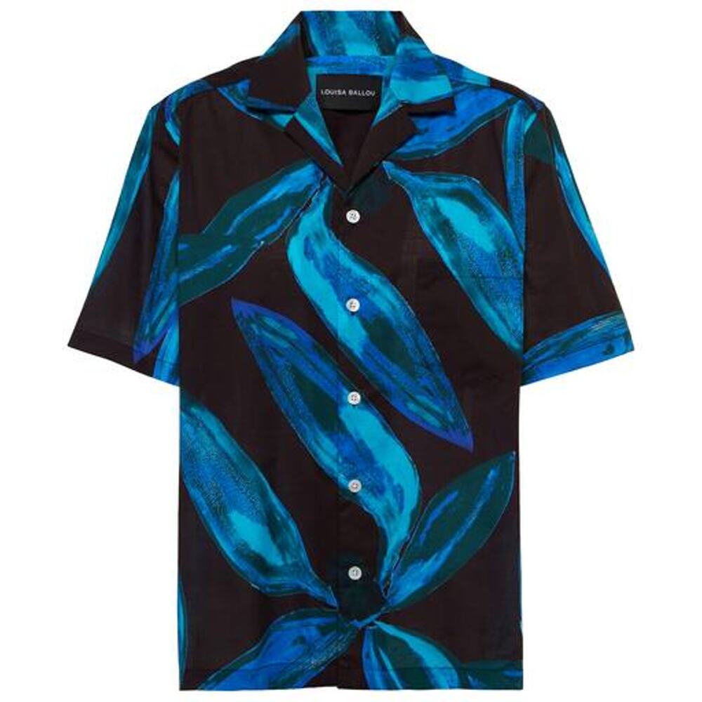Mytheresa 'Louisa Ballou Weekend' Blue Printed Cotton Shirt Size S